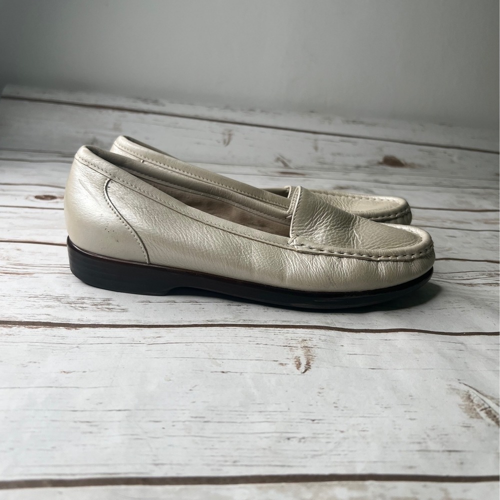 SAS Loafers Pearl Metallic Ivory Tripad Comfort Leather Shoes 8.5 M
